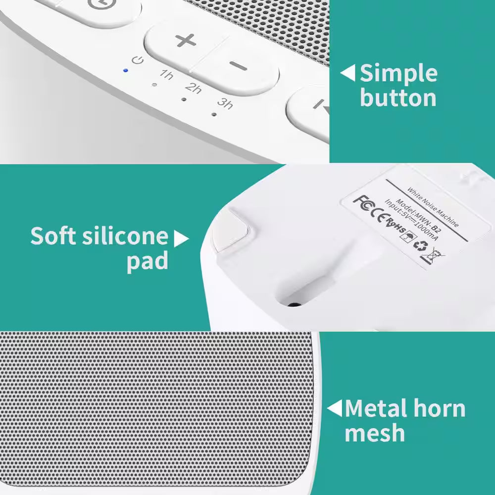 Sleep Sound White Noise Machine with Memory Function 32 Levels of Volume, 40 Natural Soothing Sounds Sleep Therapy