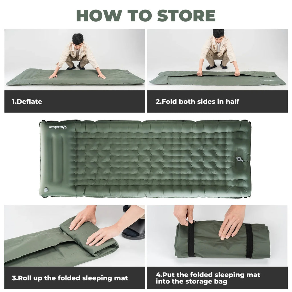 Ultra-Light Inflatable Sleeping Pad — Built-In Pillow