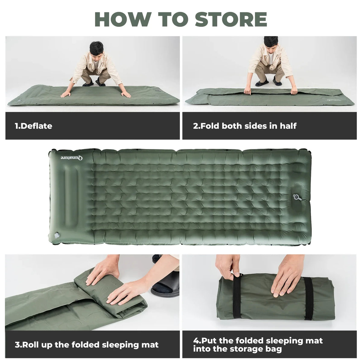 Ultra-Light Inflatable Sleeping Pad — Built-In Pillow