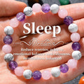 1Pc Fashionable Aura Balancing Sleep Bracelet, 8Mm Natural Stone Sleep Bracelet - White Turquoise - Amethyst - Rose Quartz