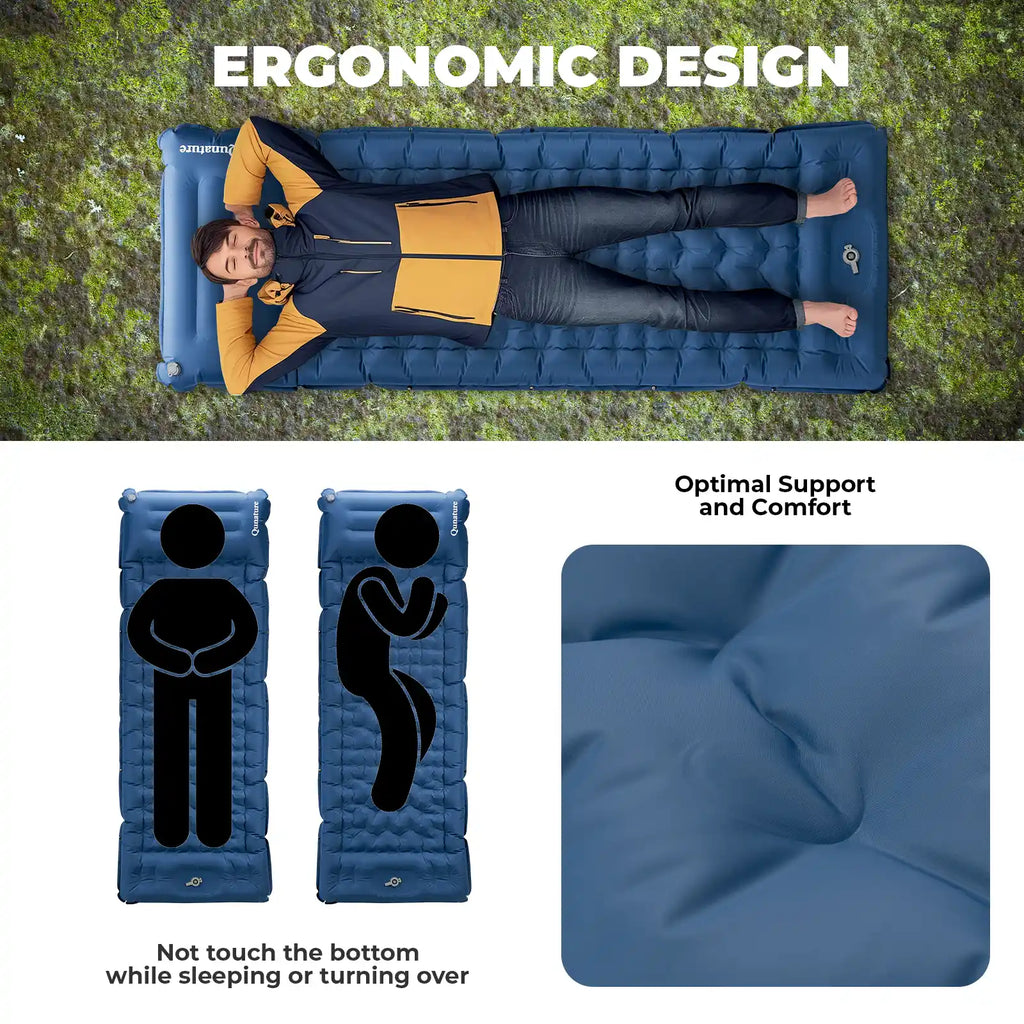 Ultra-Light Inflatable Sleeping Pad — Built-In Pillow