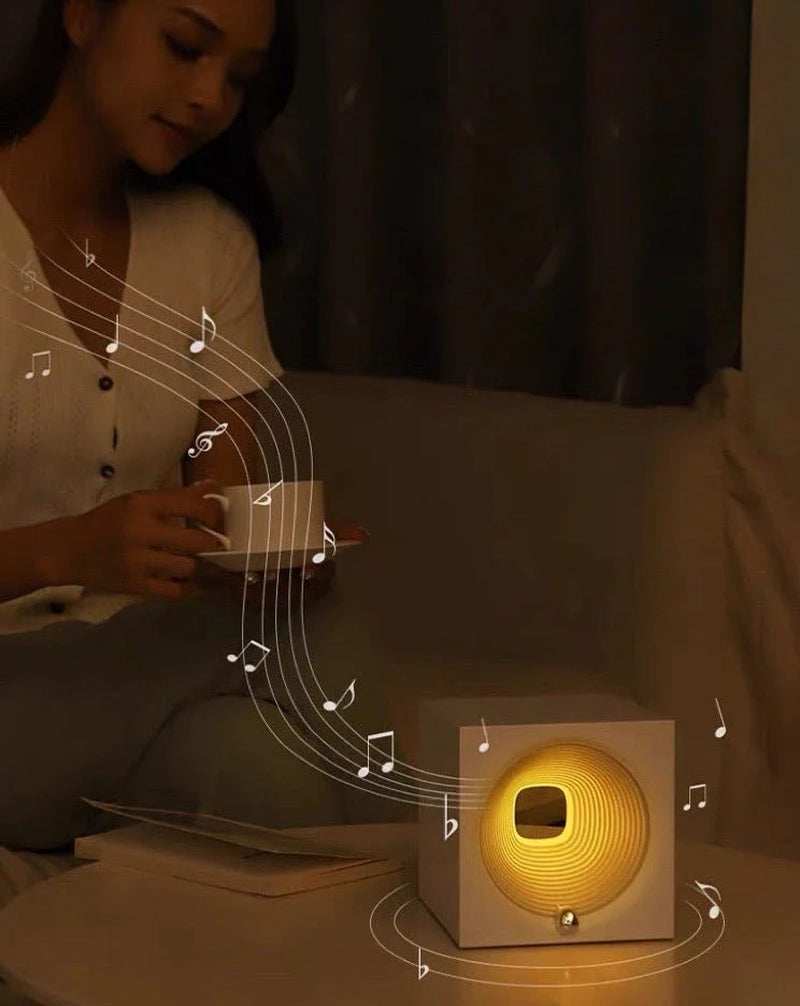 Time Machine Sleep Inducing Bedside Lamp with Speaker - Dimmable Sleep Aid Night Light