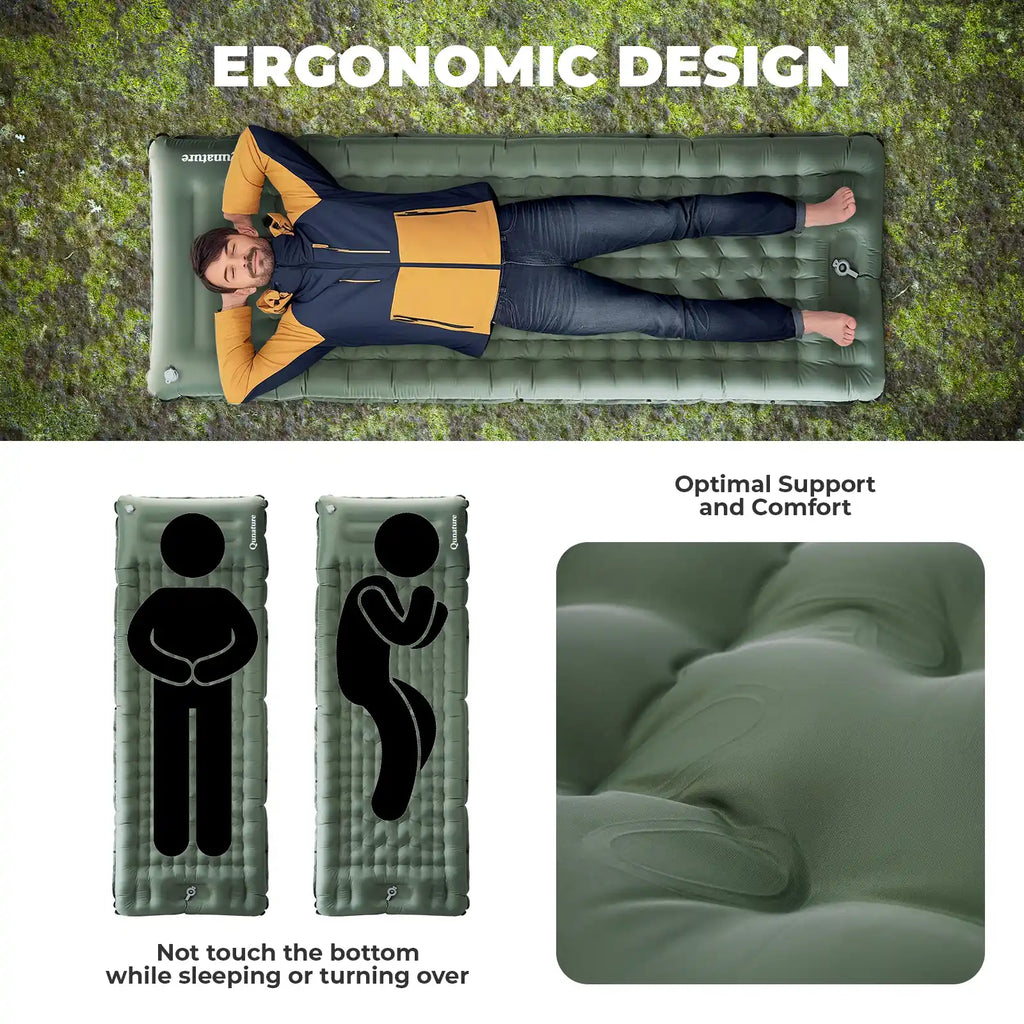 Ultra-Light Inflatable Sleeping Pad — Built-In Pillow