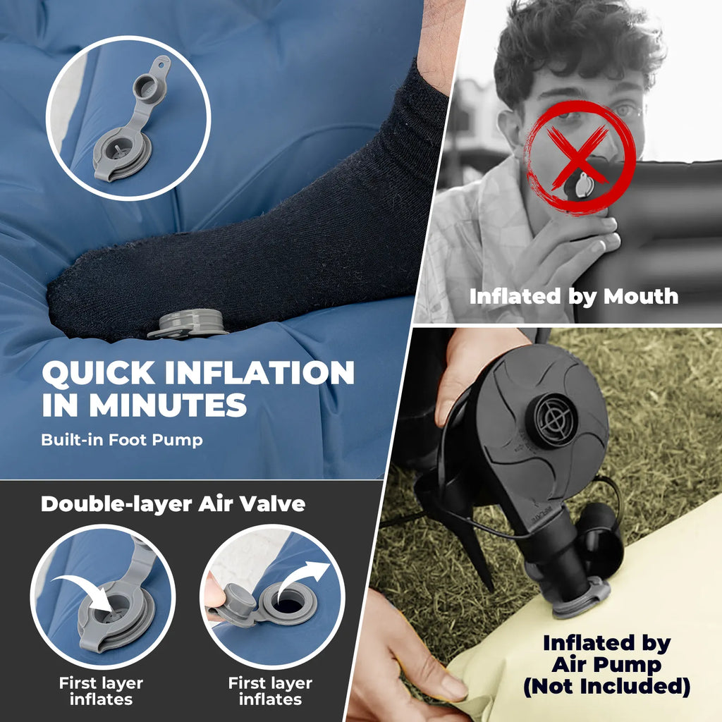 Ultra-Light Inflatable Sleeping Pad — Built-In Pillow