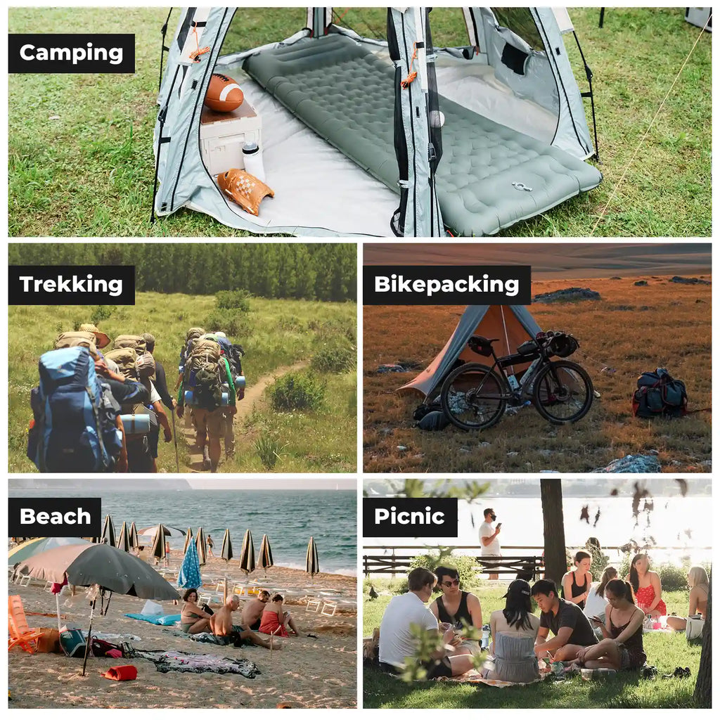 Ultra-Light Inflatable Sleeping Pad — Built-In Pillow